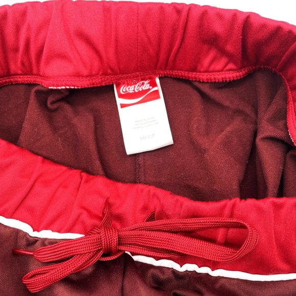 Coca-Cola Youth Polyester Burgundy Stripes Text Bottom Athletic Jogging Pants - Picture 4 of 6